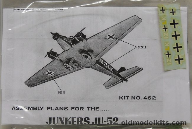 Lindberg 1/160 Junkers Ju-52 German Paratroop Transport - Bagged, 462 plastic model kit